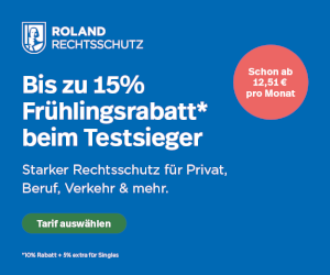 Bis zu 15 % Rabatt bei Roland Rechtsschutz + Cashback